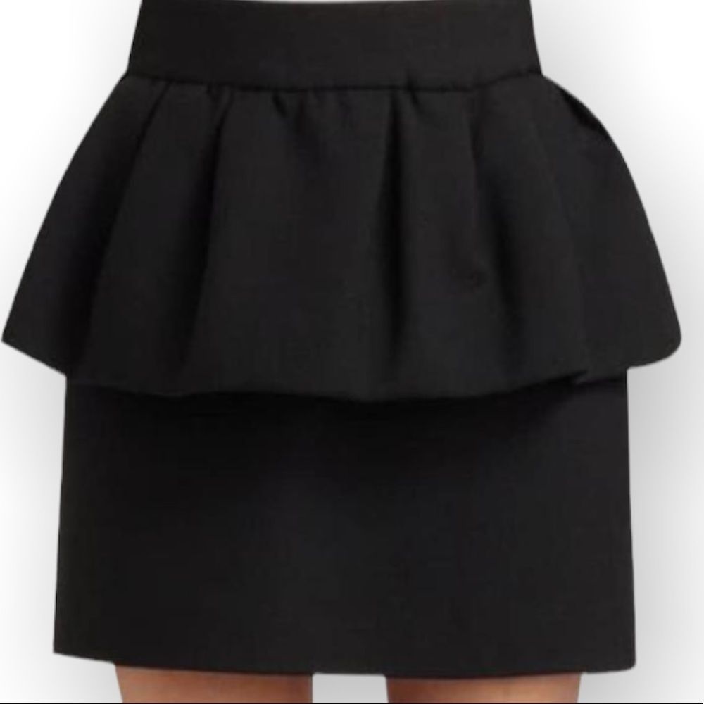 MILLY OF NEW YORK Wool Blend Black Peplum Skirt